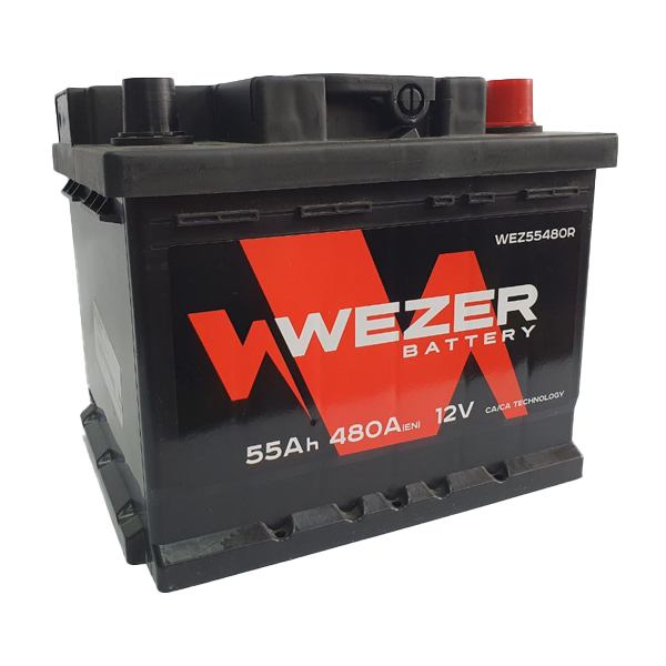 Аккумулятор WEZER Batterie 55Ah 480A (R), обратная полярность